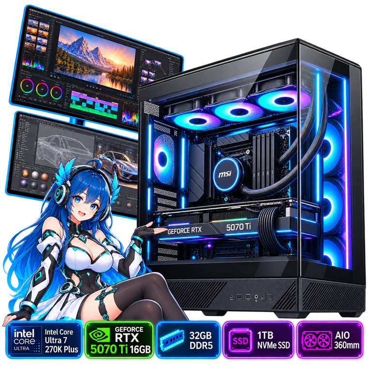 PC Smart Build Ultimate RTX 5070 Ti Intel | Core Ultra 7 265K| RTX 5070 Ti 16GB | 32GB DDR5 | 1TB SSD