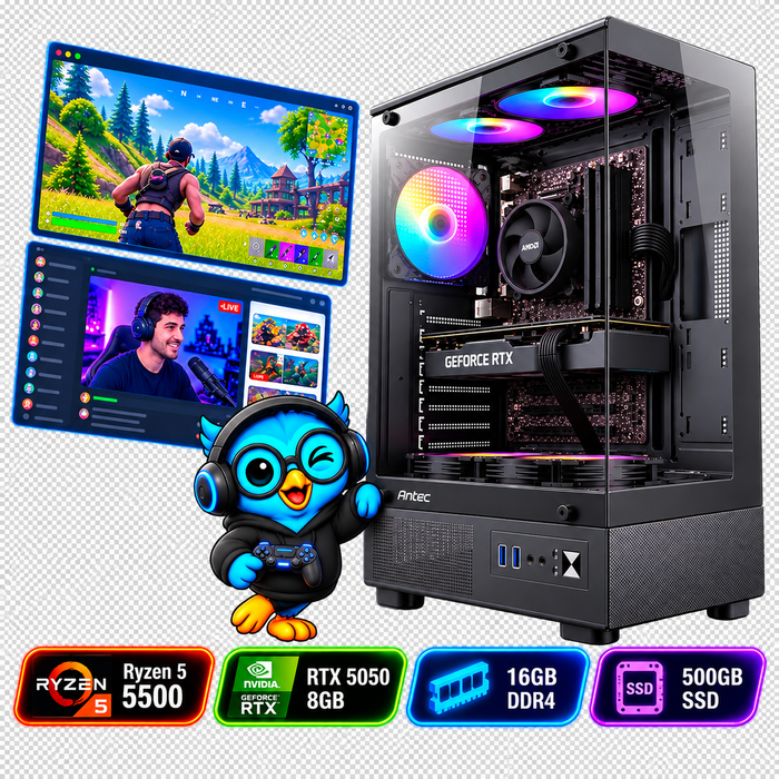 PC Smart Build Play RTX 5050 | Ryzen 5 5500 | RTX 5050 8GB | 16GB DDR4 | 500GB SSD