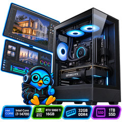PC Smart Build Creator RTX 5060 Ti Intel i7 | Intel Core i7-14700 | RTX 5060 Ti 16GB | 32GB DDR4 | 1TB SSD