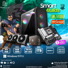 PC Smart Builds | Ryzen 7 8700F | RTX 5070 | RAM 16GB DDR5 | M.2 1TB | 750W Gold