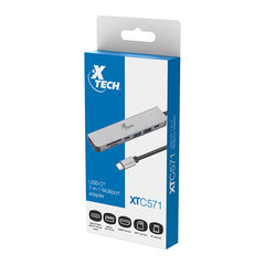 Adaptador Multipuerto 7 en 1 Xtech XTC-571 | USB-C | HDMI 4K | USB 3.0 | PD 60W