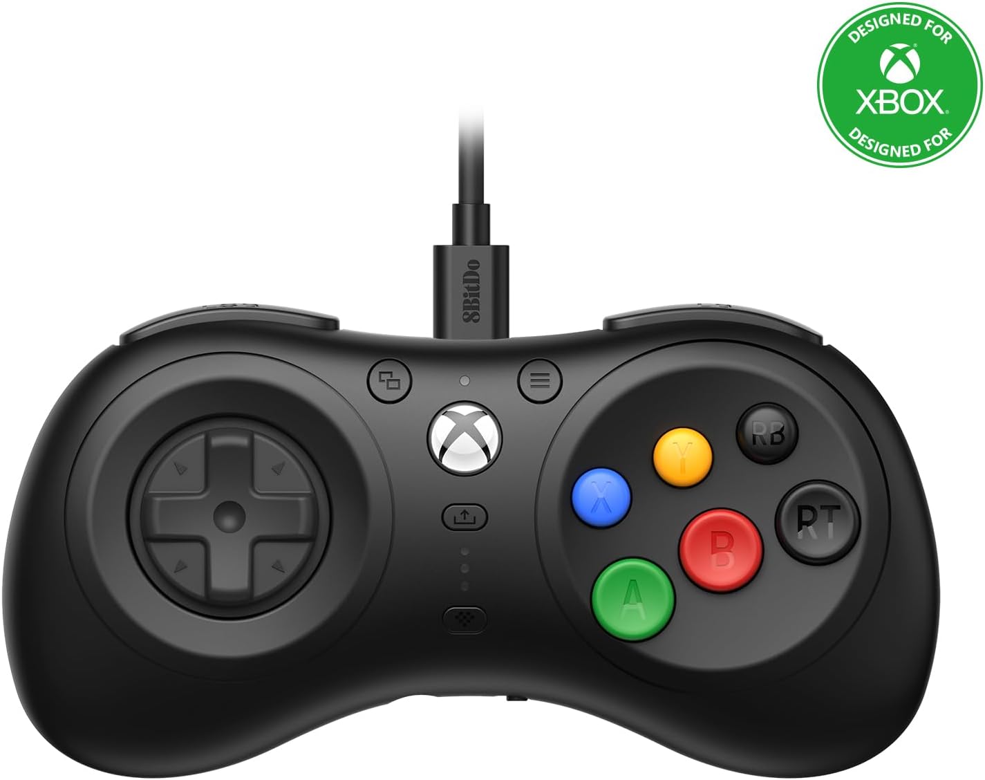 Control Cableado de 6 Botones| 8BitDo M30|  Xbox y PC | Negro (Modelo 82DA)