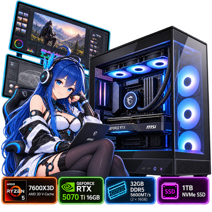 PC Smart Build Ultimate RTX 5070 Ti X3D | Ryzen 5 7600X3D | RTX 5070 Ti 16GB | 32GB DDR5 | 1TB SSD