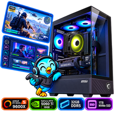 PC Smart Build Performance RTX 5060 Ti | Ryzen 5 9600X | RTX 5060 Ti 16GB | 32GB DDR5 | 1TB SSD