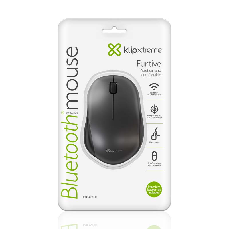 Mouse Inalámbrico KlipXtreme Furtive KMB-001GR | Bluetooth | 1600 DPI |