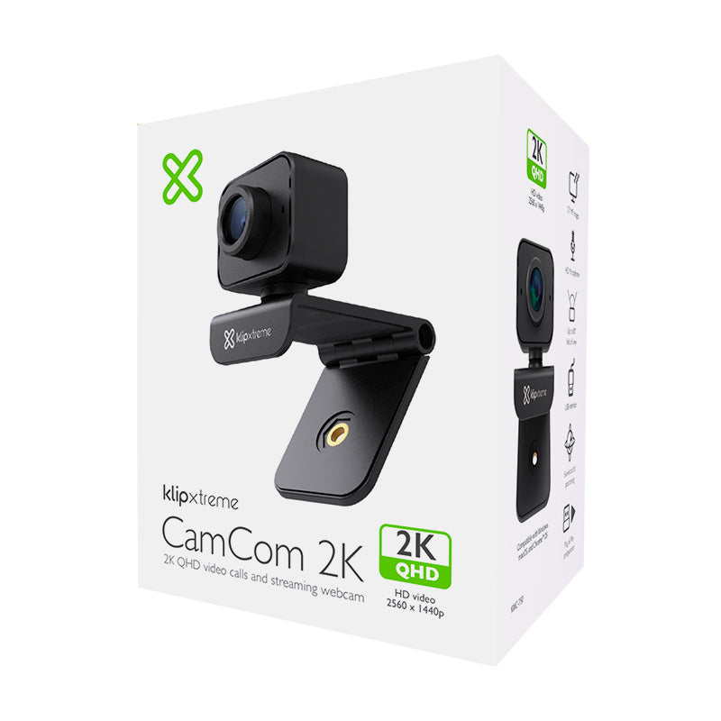 Cámara Web KlipXtreme CamCom KWC-750 | 2K QHD | Micrófono HD | Gran Angular 80°