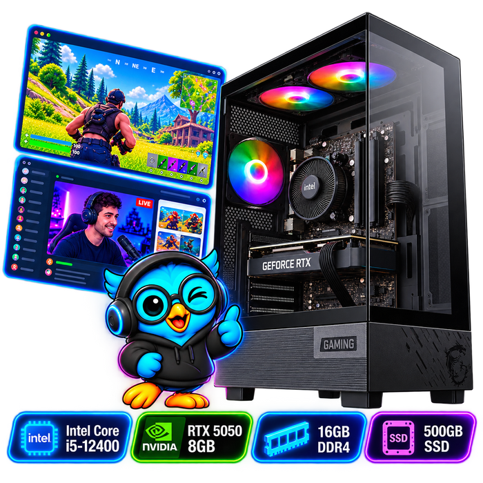 PC Smart Build Play RTX 5050 Intel | Core i5-12400 | RTX 5050 8GB | 16GB DDR4 | 500GB SSD