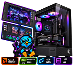 PC Smart Build Pro RTX 5060 Ti X3D | Ryzen 5 7600X3D | RTX 5060 Ti 16GB | 32GB DDR5 | 1TB SSD