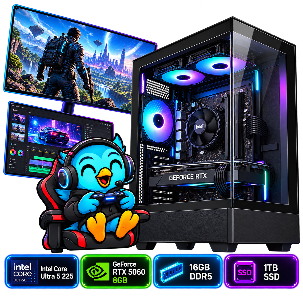 PC Smart Build Performance RTX 5060 Ultra | Core Ultra 5 225 | RTX 5060 8GB | 16GB DDR5 | 1TB SSD