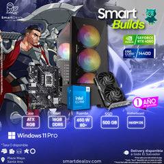 PC Smart Builds | Intel i5-14400 | RTX 4060 | RAM 16GB DDR5 | M.2 500GB | 650W