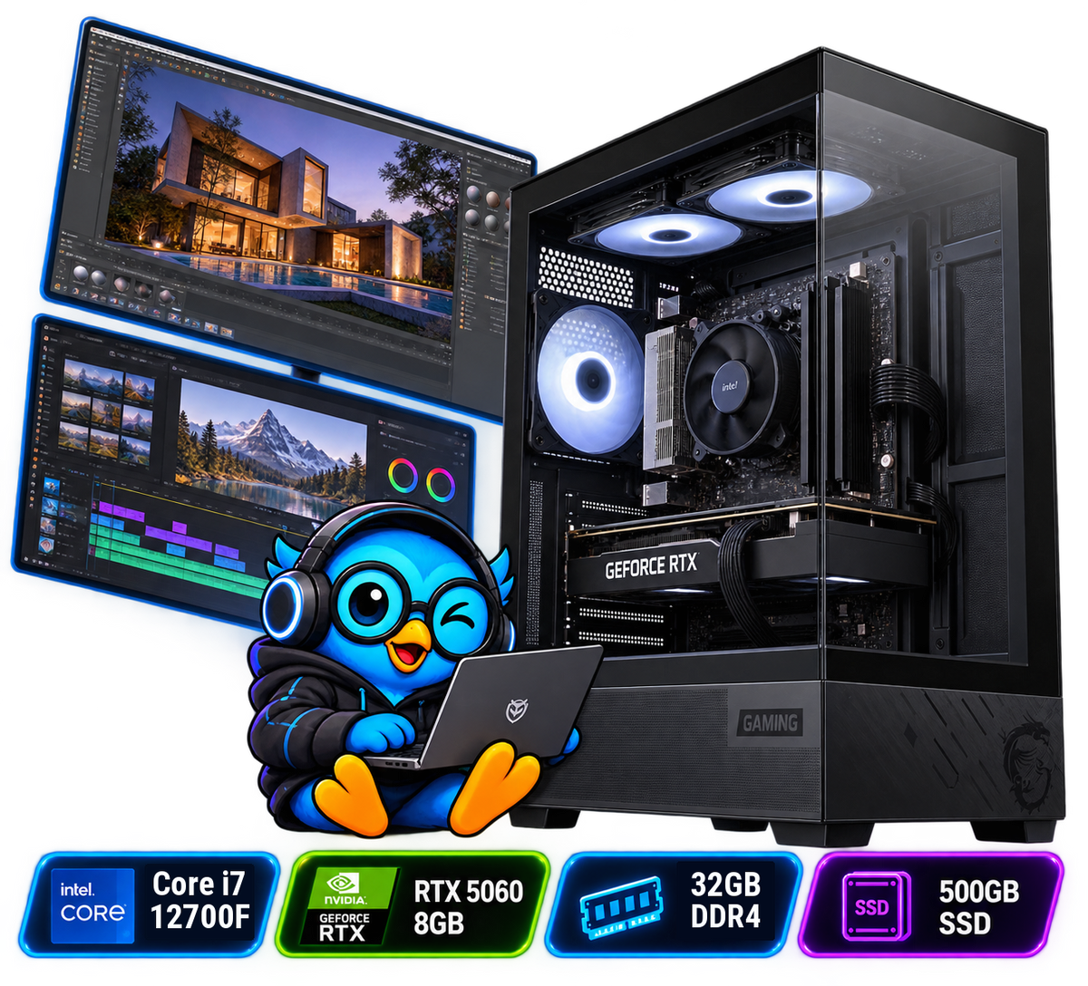 PC Smart Build Creator RTX 5060 Intel | Intel Core i7 12700F | RTX 5060 8GB | 32GB DDR4 | 500GB SSD