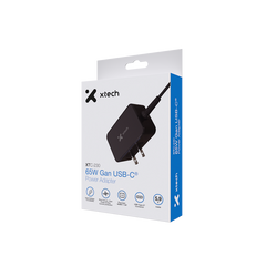 Adaptador de Corriente GaN Xtech XTC-230 | 65W | USB-C | Carga Rápida | Cable 1.8m
