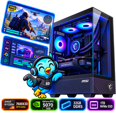 PC Smart Build Elite RTX 5070 X3D | Ryzen 5 7600X3D | RTX 5070 12GB | 32GB DDR5 | 1TB SSD