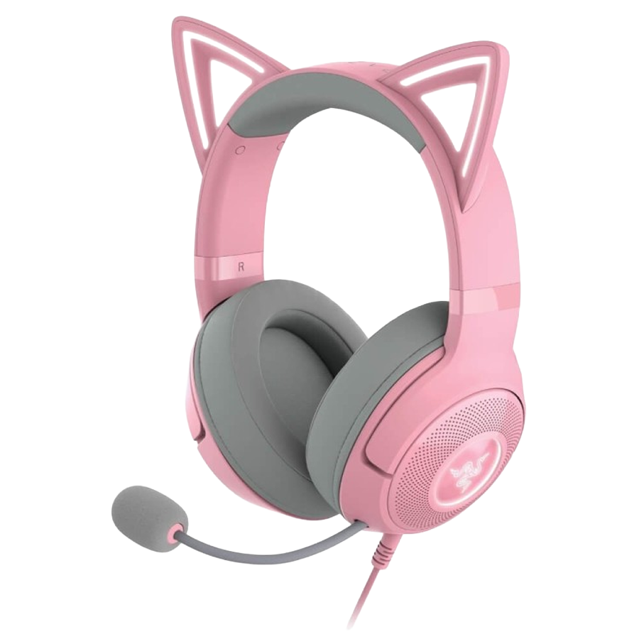 Audifono Gaming Razer Kraken Kitty V2 | Cableado USB | Orejas de Gatito RGB | Quartz Rosa