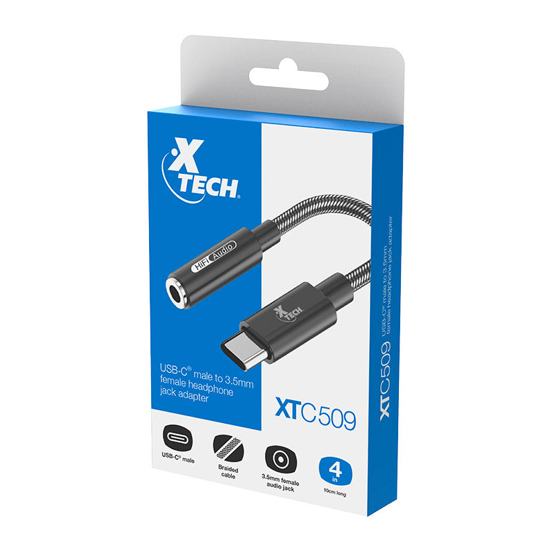 Adaptador Xtech XTC-509 | USB-C Macho a Jack 3.5mm Hembra